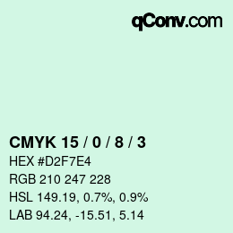 カラーコード: CMYK 15 / 0 / 8 / 3 | qconv.com