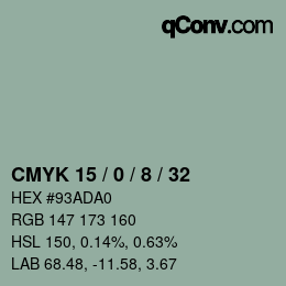 カラーコード: CMYK 15 / 0 / 8 / 32 | qconv.com
