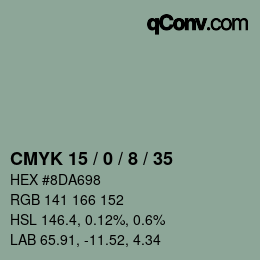 カラーコード: CMYK 15 / 0 / 8 / 35 | qconv.com