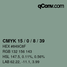 颜色代码: CMYK 15 / 0 / 8 / 39 | qconv.com