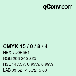 カラーコード: CMYK 15 / 0 / 8 / 4 | qconv.com