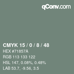 Color code: CMYK 15 / 0 / 8 / 48 | qconv.com