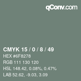 Color code: CMYK 15 / 0 / 8 / 49 | qconv.com