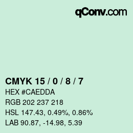 カラーコード: CMYK 15 / 0 / 8 / 7 | qconv.com
