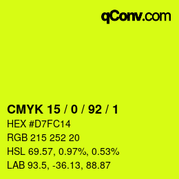 Color code: CMYK 15 / 0 / 92 / 1 | qconv.com