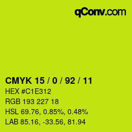 颜色代码: CMYK 15 / 0 / 92 / 11 | qconv.com