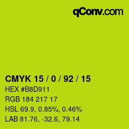 カラーコード: CMYK 15 / 0 / 92 / 15 | qconv.com