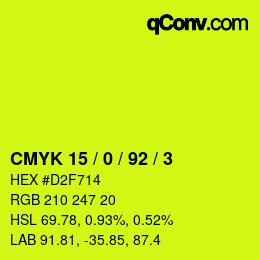 カラーコード: CMYK 15 / 0 / 92 / 3 | qconv.com