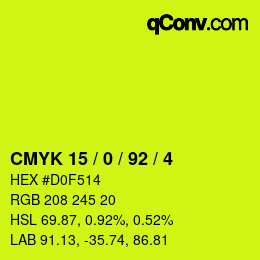 カラーコード: CMYK 15 / 0 / 92 / 4 | qconv.com