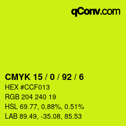 Color code: CMYK 15 / 0 / 92 / 6 | qconv.com