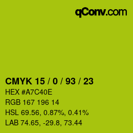 Color code: CMYK 15 / 0 / 93 / 23 | qconv.com