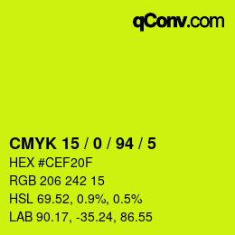 カラーコード: CMYK 15 / 0 / 94 / 5 | qconv.com