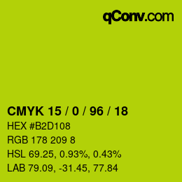 颜色代码: CMYK 15 / 0 / 96 / 18 | qconv.com