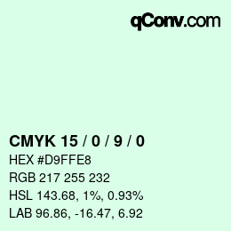 Code couleur: CMYK 15 / 0 / 9 / 0 | qconv.com