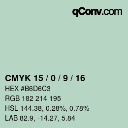 カラーコード: CMYK 15 / 0 / 9 / 16 | qconv.com