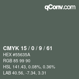 Color code: CMYK 15 / 0 / 9 / 61 | qconv.com