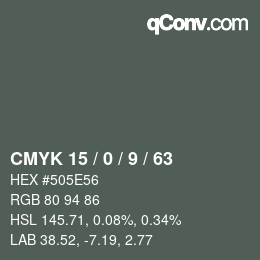 颜色代码: CMYK 15 / 0 / 9 / 63 | qconv.com