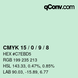 カラーコード: CMYK 15 / 0 / 9 / 8 | qconv.com