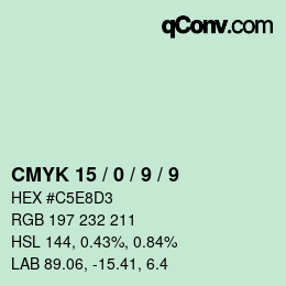 カラーコード: CMYK 15 / 0 / 9 / 9 | qconv.com