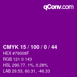 カラーコード: CMYK 15 / 100 / 0 / 44 | qconv.com