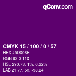 颜色代码: CMYK 15 / 100 / 0 / 57 | qconv.com