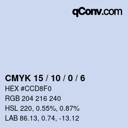 カラーコード: CMYK 15 / 10 / 0 / 6 | qconv.com