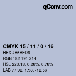 Color code: CMYK 15 / 11 / 0 / 16 | qconv.com