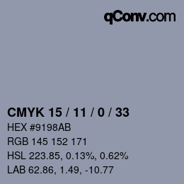 Color code: CMYK 15 / 11 / 0 / 33 | qconv.com