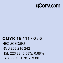 カラーコード: CMYK 15 / 11 / 0 / 5 | qconv.com