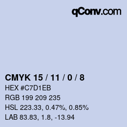 カラーコード: CMYK 15 / 11 / 0 / 8 | qconv.com