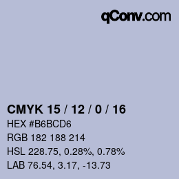 Color code: CMYK 15 / 12 / 0 / 16 | qconv.com