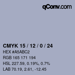 Color code: CMYK 15 / 12 / 0 / 24 | qconv.com