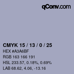 Color code: CMYK 15 / 13 / 0 / 25 | qconv.com