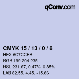 カラーコード: CMYK 15 / 13 / 0 / 8 | qconv.com