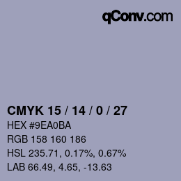 颜色代码: CMYK 15 / 14 / 0 / 27 | qconv.com