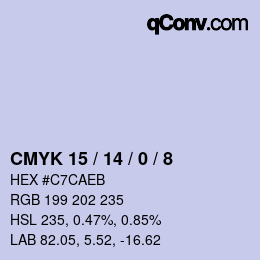 Color code: CMYK 15 / 14 / 0 / 8 | qconv.com