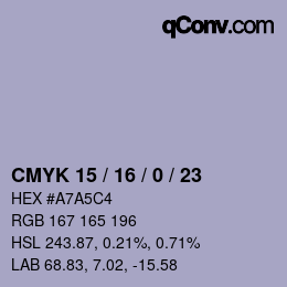 Code couleur: CMYK 15 / 16 / 0 / 23 | qconv.com