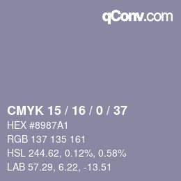 颜色代码: CMYK 15 / 16 / 0 / 37 | qconv.com