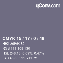 颜色代码: CMYK 15 / 17 / 0 / 49 | qconv.com