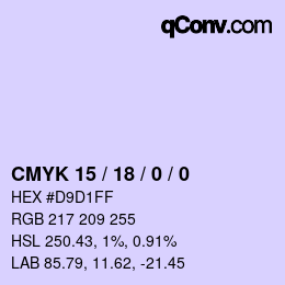 カラーコード: CMYK 15 / 18 / 0 / 0 | qconv.com