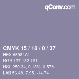 颜色代码: CMYK 15 / 18 / 0 / 37 | qconv.com