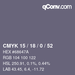 Farbcode: CMYK 15 / 18 / 0 / 52 | qconv.com