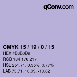 カラーコード: CMYK 15 / 19 / 0 / 15 | qconv.com