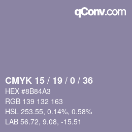Farbcode: CMYK 15 / 19 / 0 / 36 | qconv.com