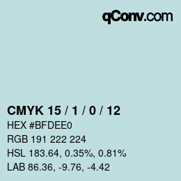 颜色代码: CMYK 15 / 1 / 0 / 12 | qconv.com
