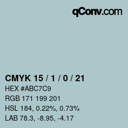 Color code: CMYK 15 / 1 / 0 / 21 | qconv.com