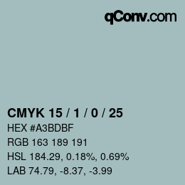 颜色代码: CMYK 15 / 1 / 0 / 25 | qconv.com