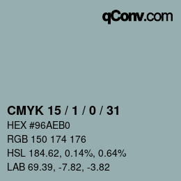 Color code: CMYK 15 / 1 / 0 / 31 | qconv.com