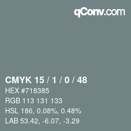 カラーコード: CMYK 15 / 1 / 0 / 48 | qconv.com