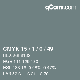 カラーコード: CMYK 15 / 1 / 0 / 49 | qconv.com